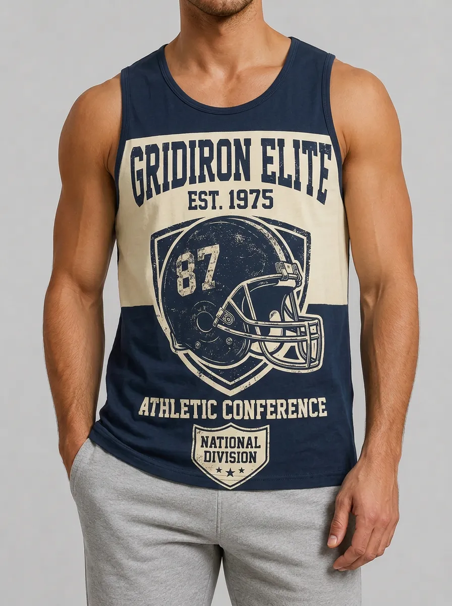Men's American Football Gridiron Elite Helmet Printed Tank Top