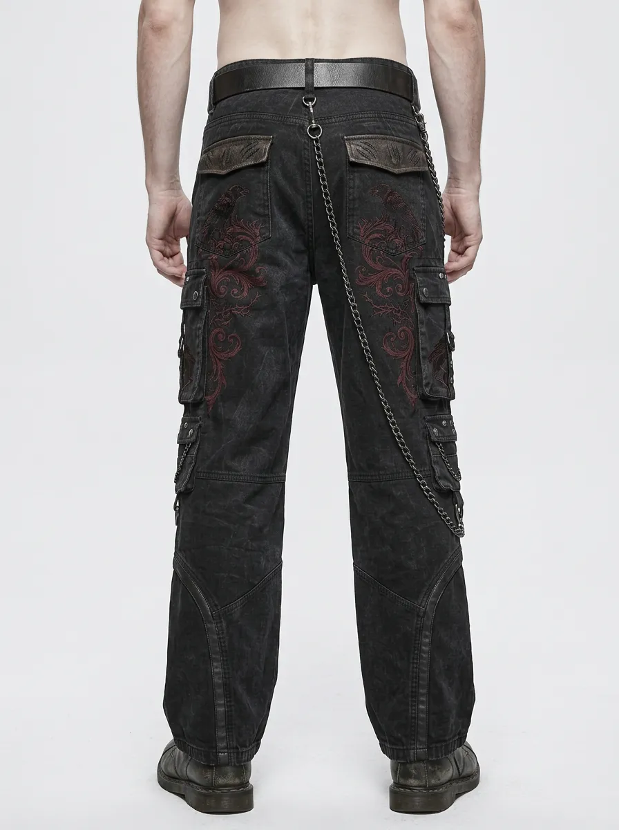 Shadow Raven Floral Gothic Edit Men's Gothic Cargo Pants