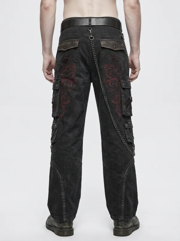 Shadow Raven Floral Gothic Edit Men's Gothic Cargo Pants