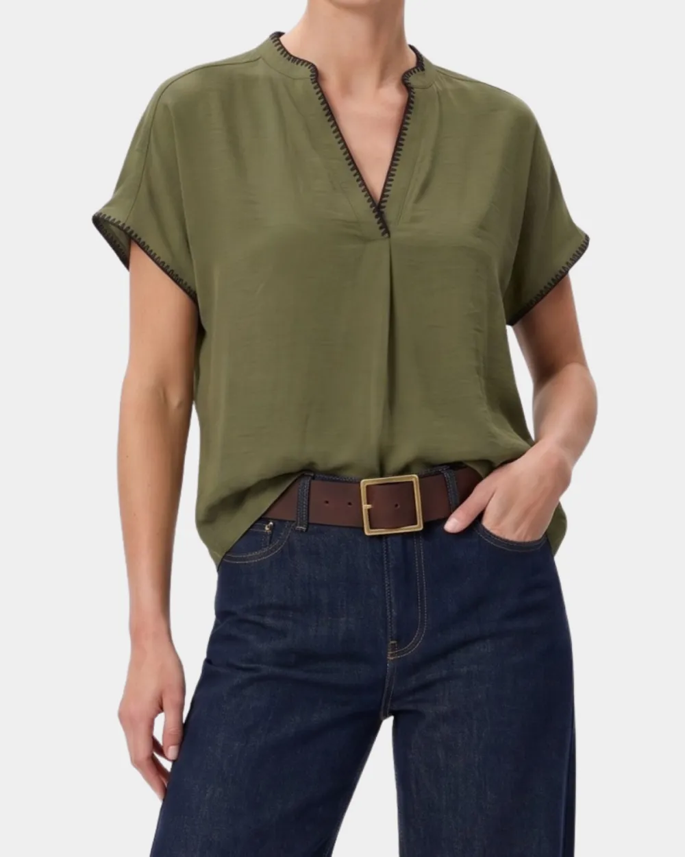Relaxed Whipstitch Blouse Blouses & Shirts