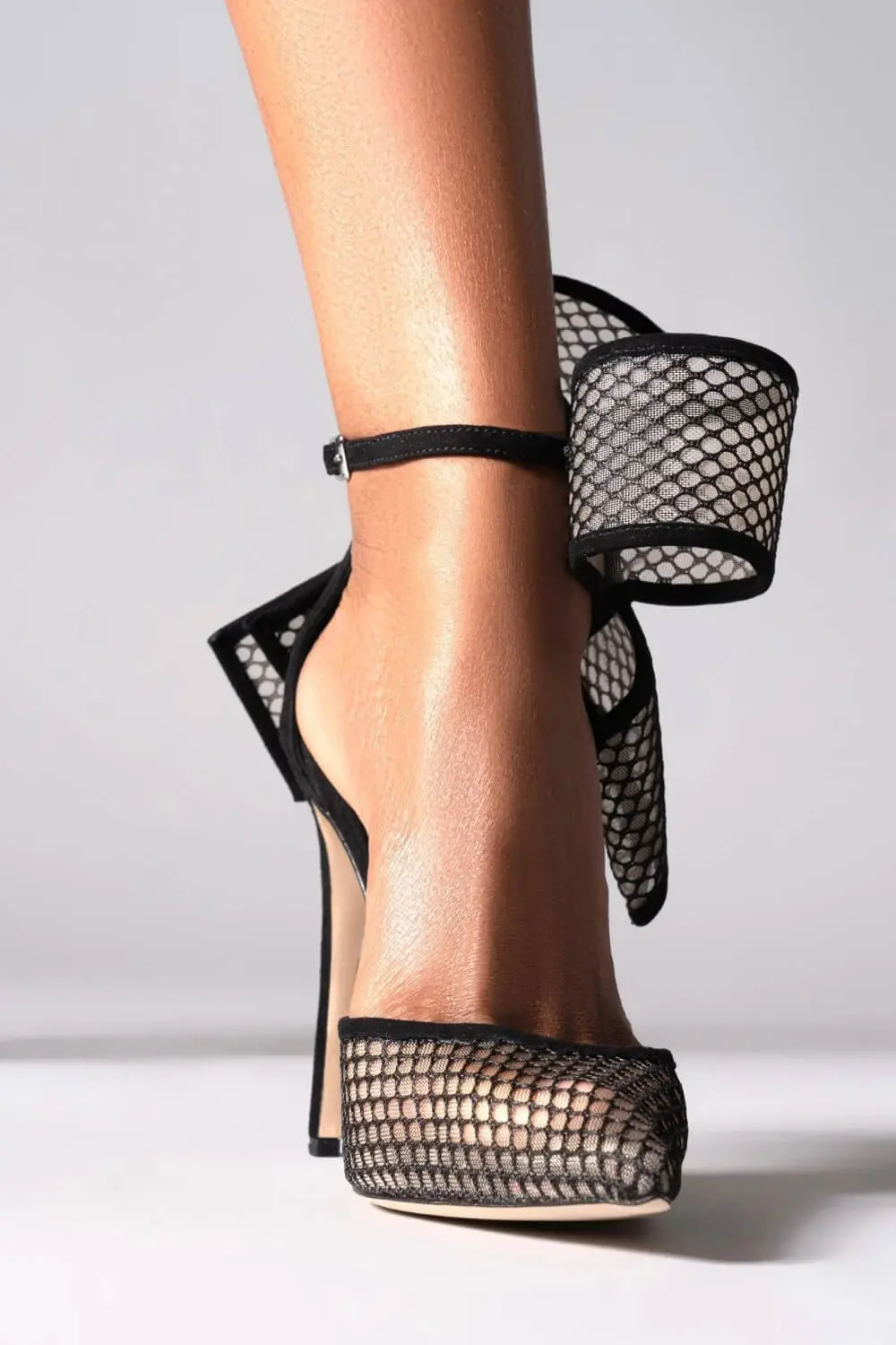 Mesh Bow Detail Pointed Toe