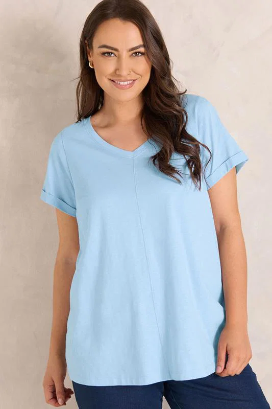 Pale Blue Cotton T-Shirt detail 1