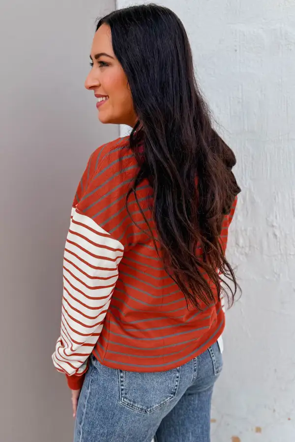 Striped Patchwork Drop Shoulder Sweatshirt