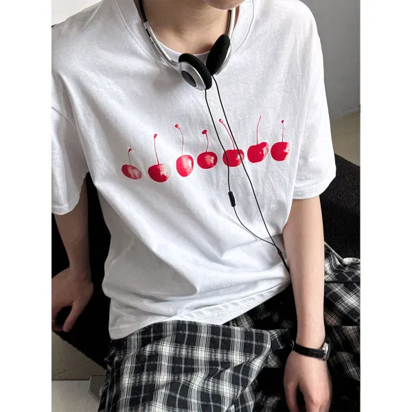 Contemporary Cherry Print Short Sleeve T-Shirt