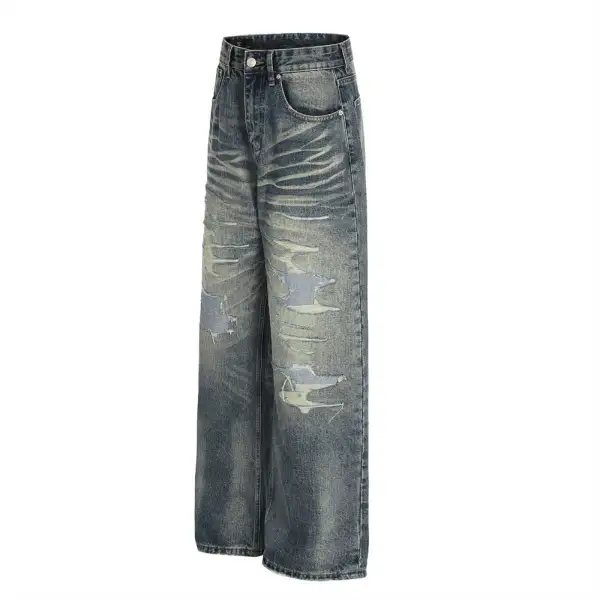 Modern Men's Distressed Washed Denim Jeans