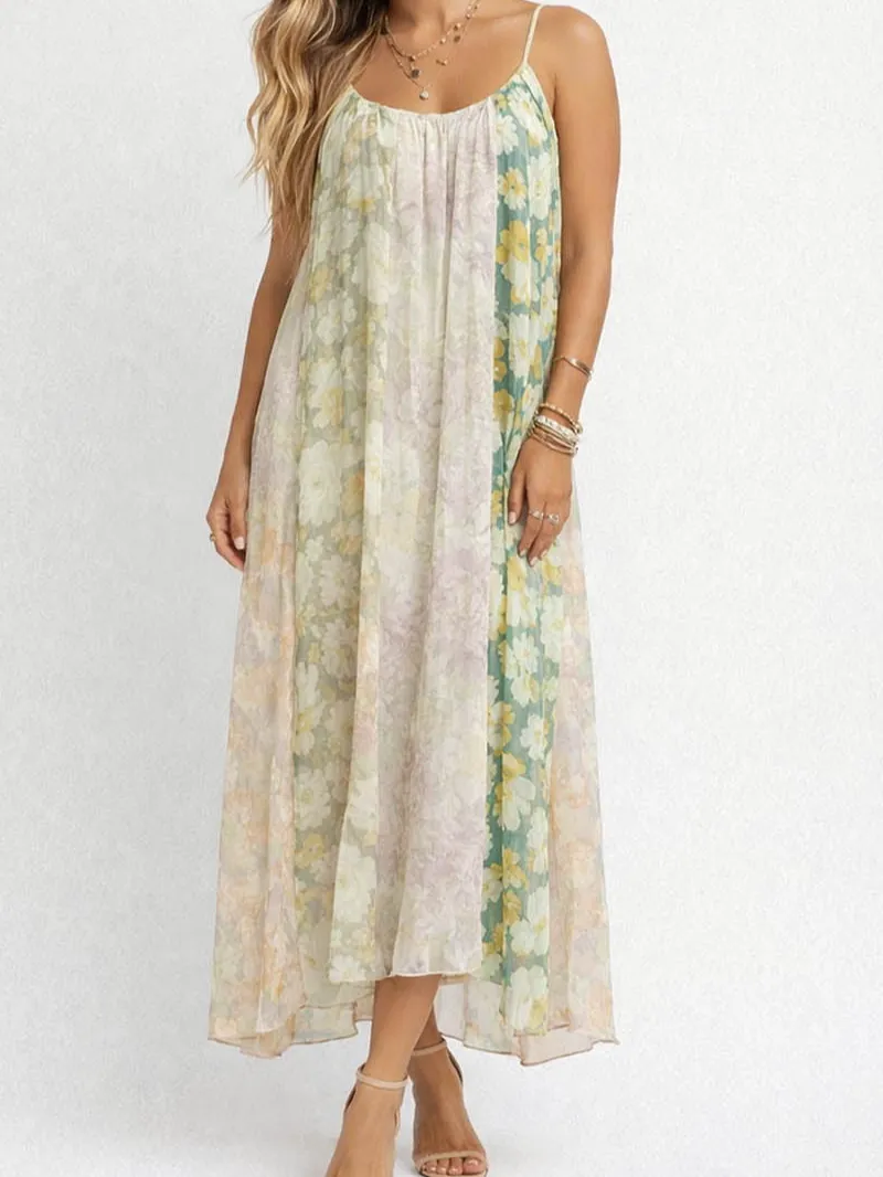 Spaghetti Strap Chiffon Cami Midi Dress