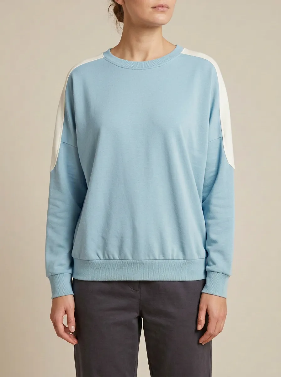 Women's Contrast-Sleeve Colorblock Crew-Neck Sweatshirt