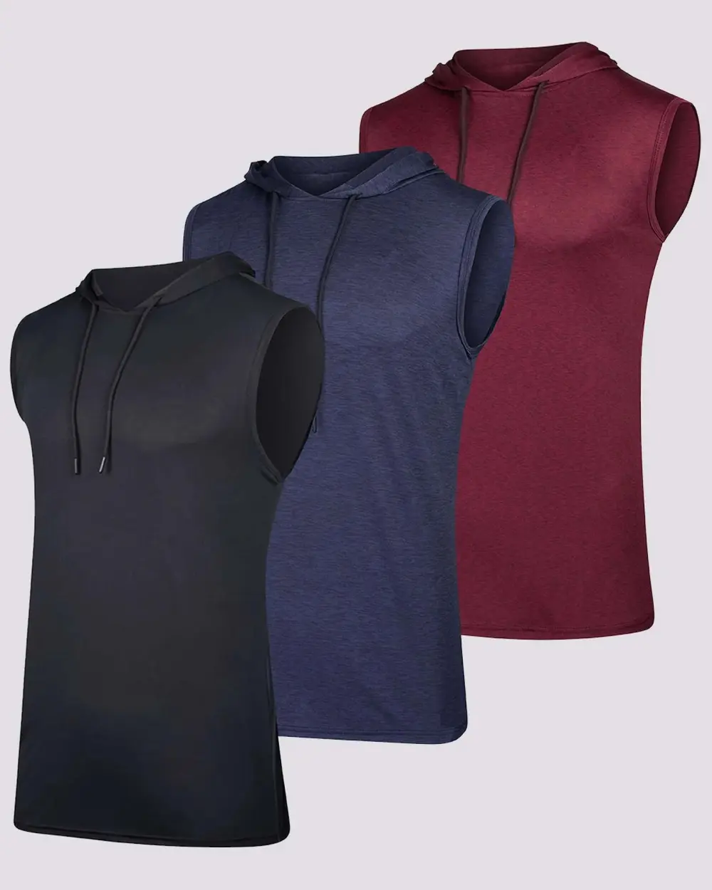 Men's Dry-Fit Active Hooded Tank Top Workout Drawstring Top (Available in Big & Tall)