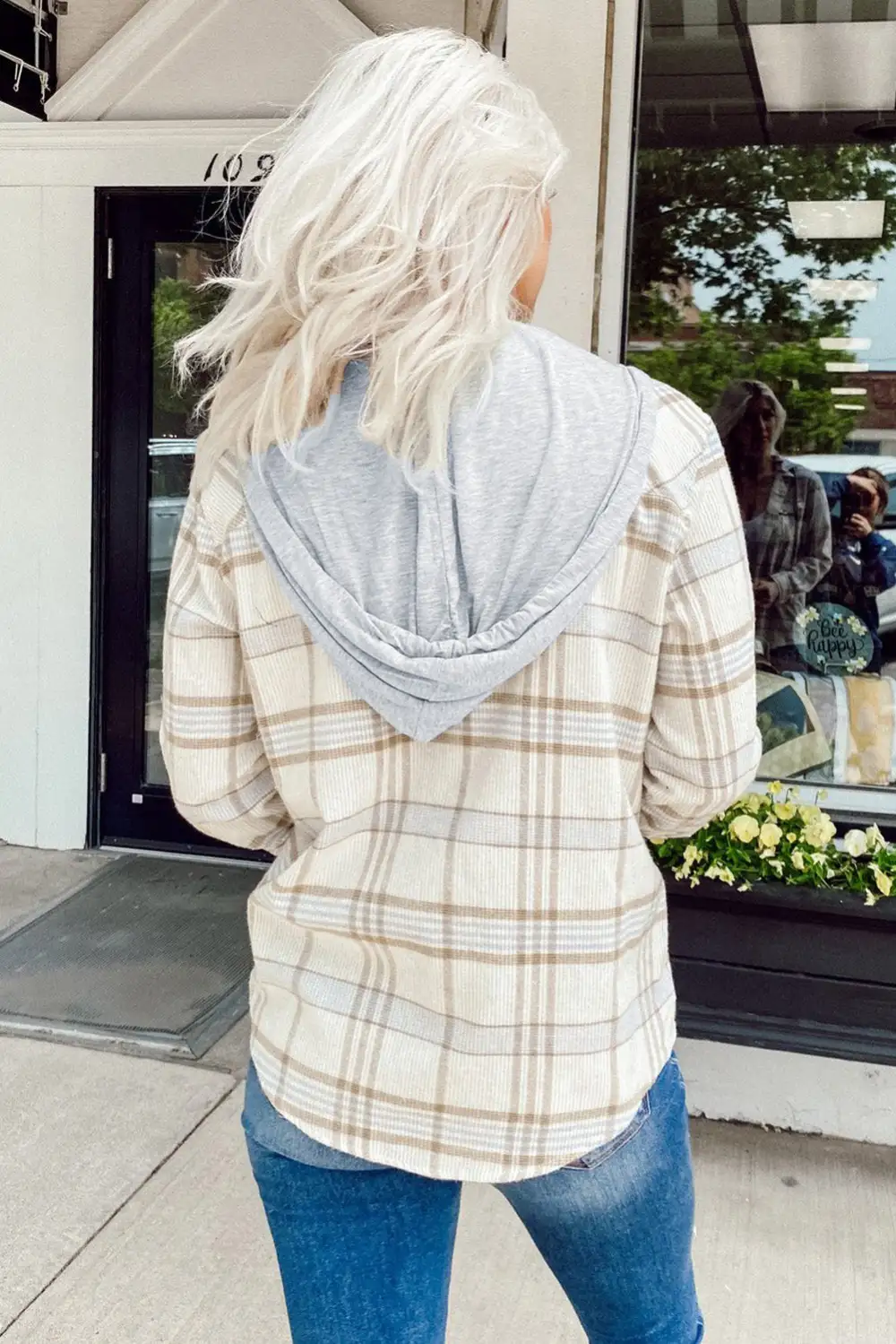 Plaid Hooded Shirt Coat Jacket