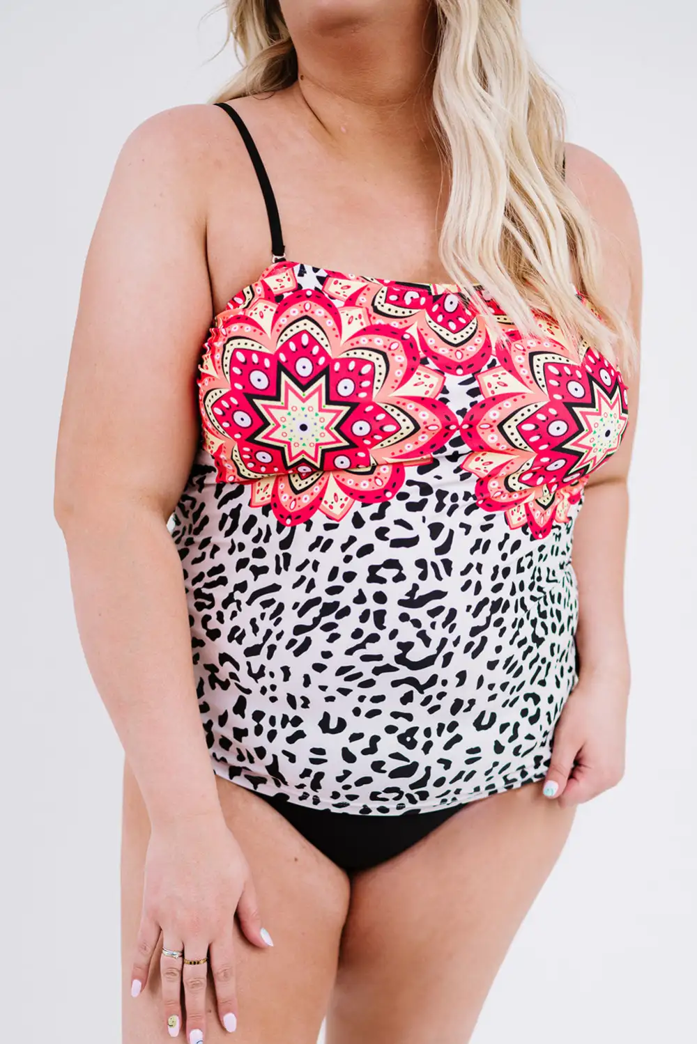 Swimwear Leopard Plus Size 2 Piece Tankini Sets