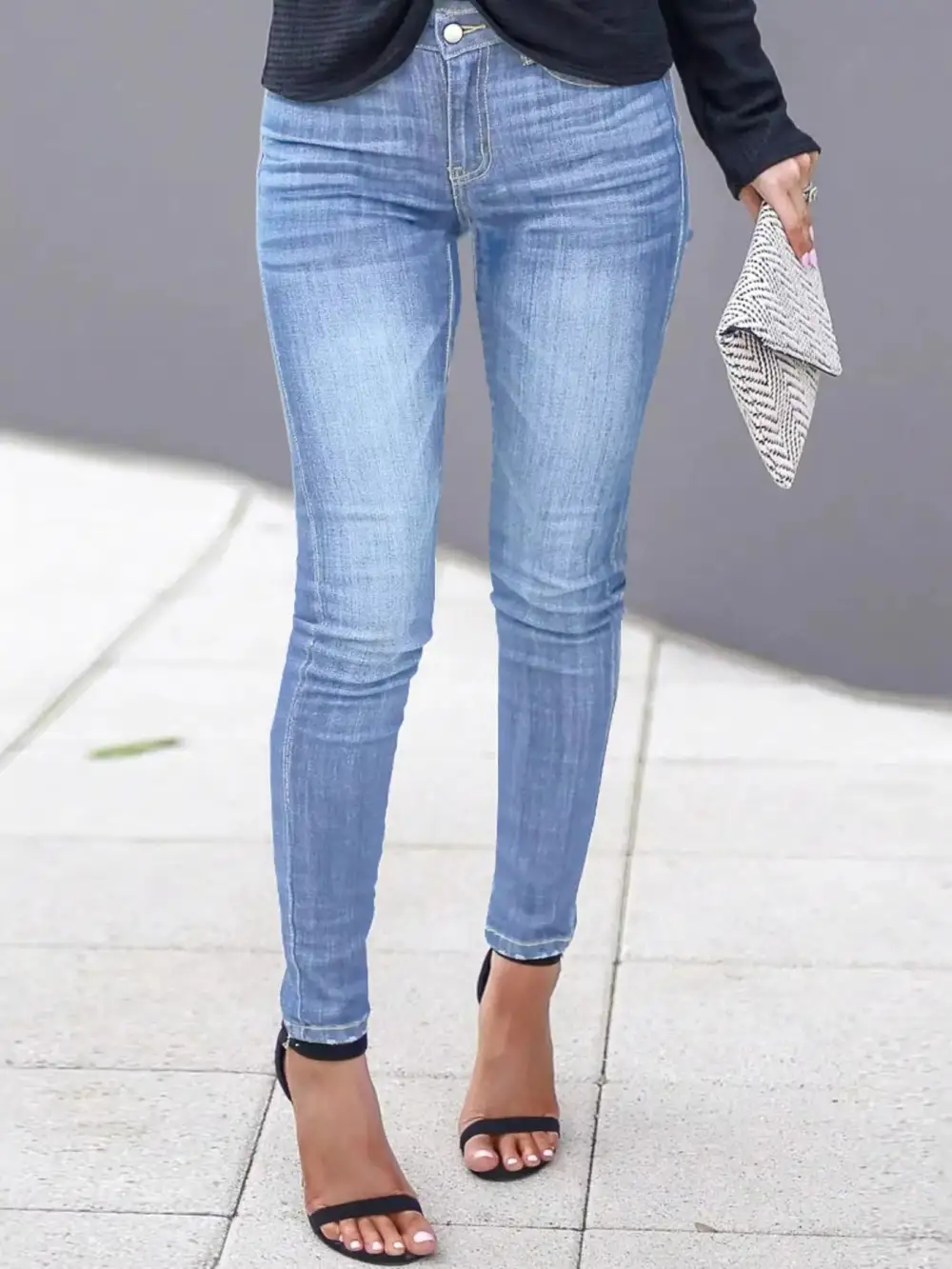 Polished Skinny Washed Denim Jeans