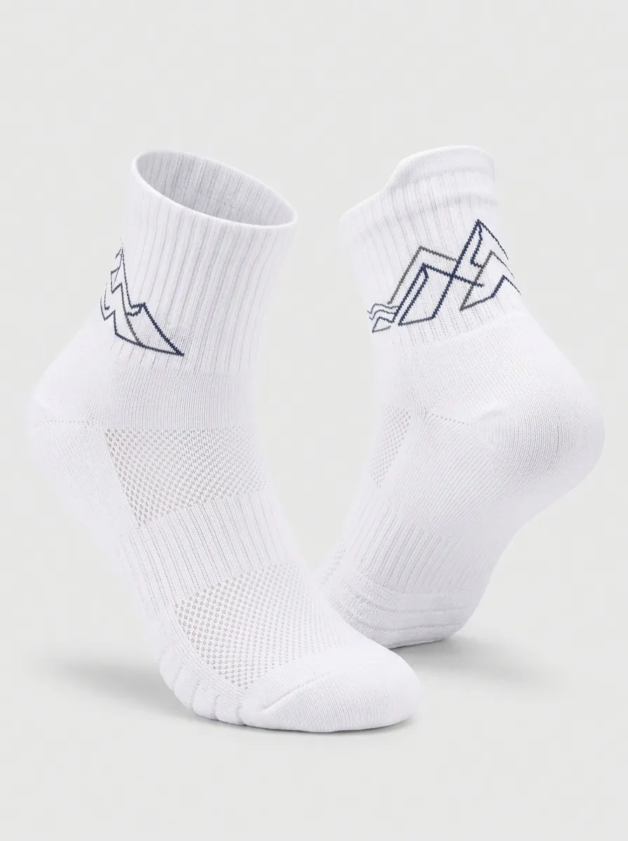 White Minimal Mountain Graphic Active Ankle Socks
