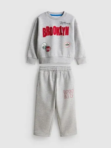 1-9yrs | Cotton Rich Brooklyn Graphic Sweatshirt and Joggers Set
