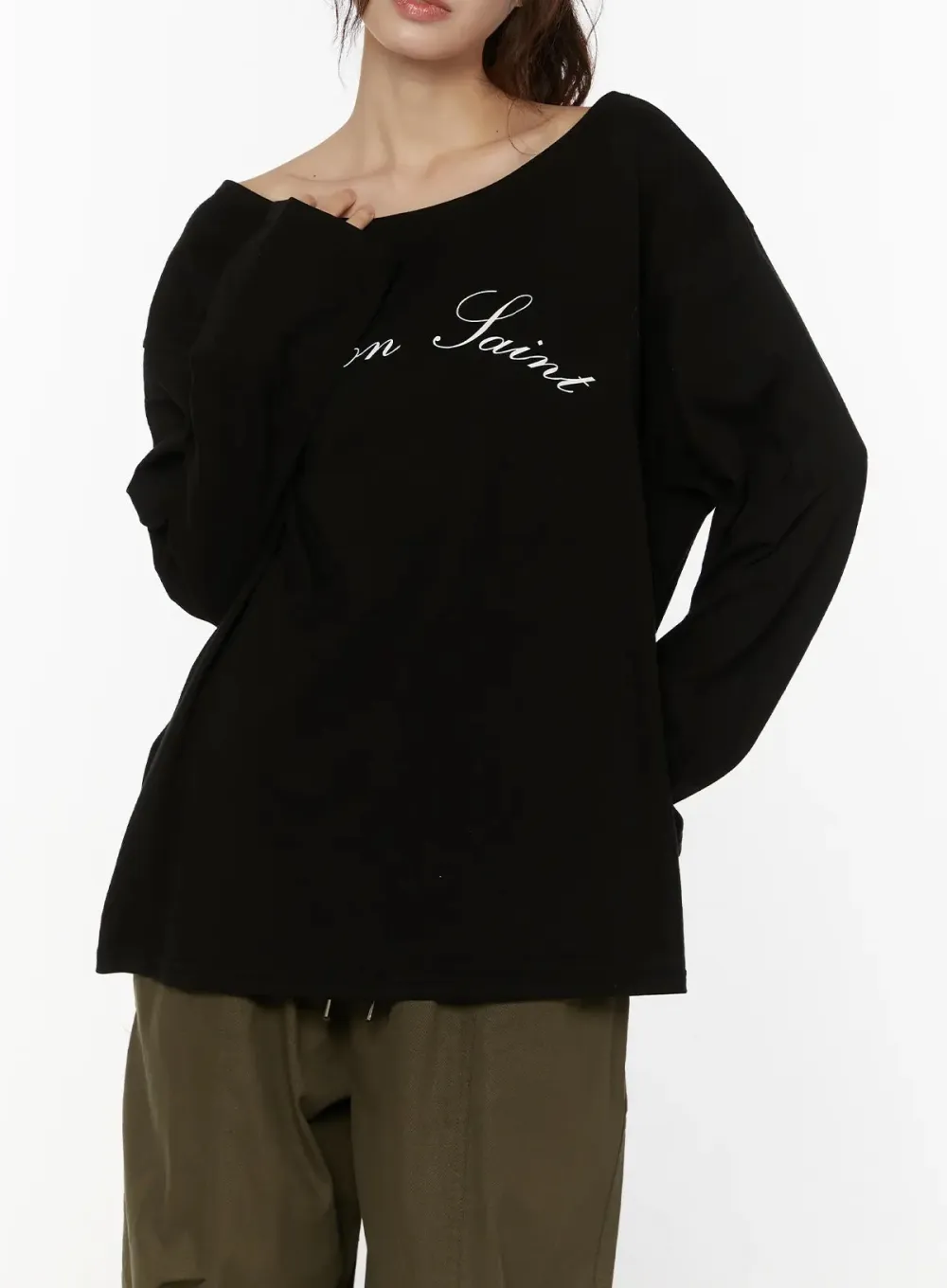 Oversized Typography Relaxed-Fit Top
