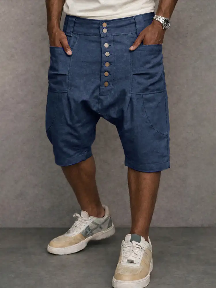 Casual Cotton Drop Crotch Harem Shorts