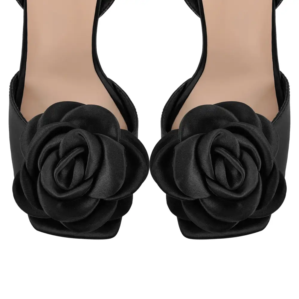 Square Toe Flower Ankle Strap Sandals