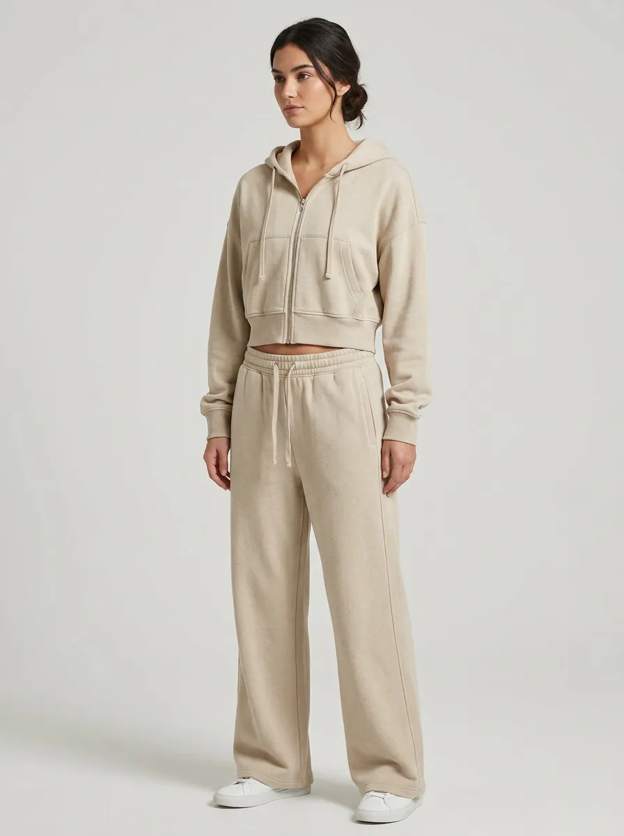 Active Jogger Minimal Women's Cropped Zip-Up Hoodie Jogger Active Set