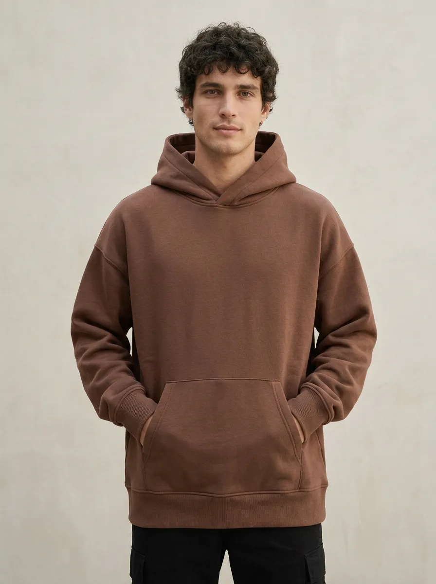 Simple Layer Plain Unisex Pullover Hoodie