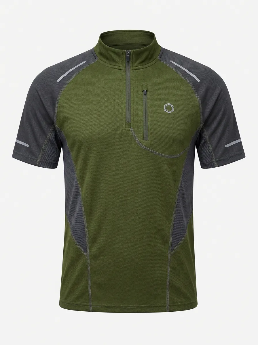Men's Outdoor Sports Tactical Quarter Zip Short Sleeve Shirt