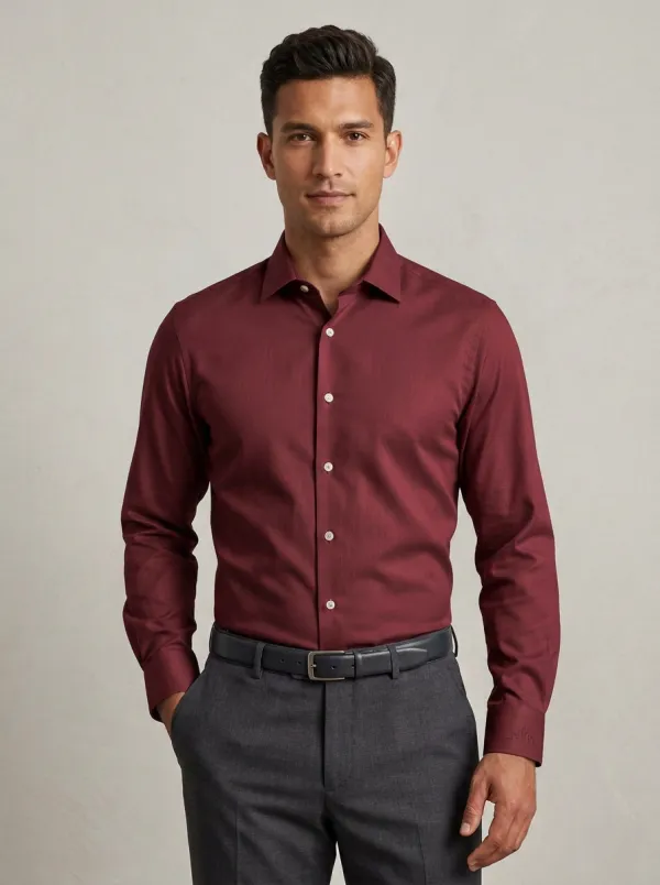 Men's Non-Iron Cotton Smart-Casual Skyline Embroidered Shirt
