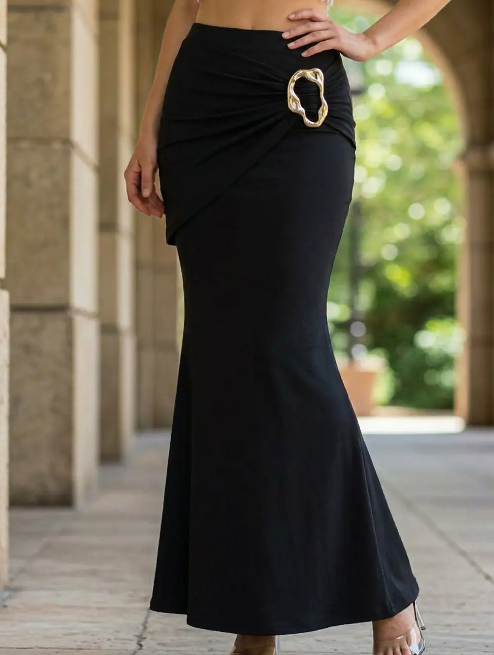 Mermaid Metal Detail Midi Skirt