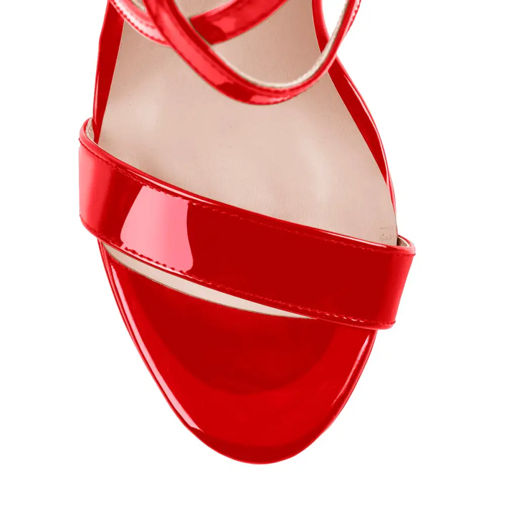 Patent Leather Platform Cross Tie Stiletto Sandals