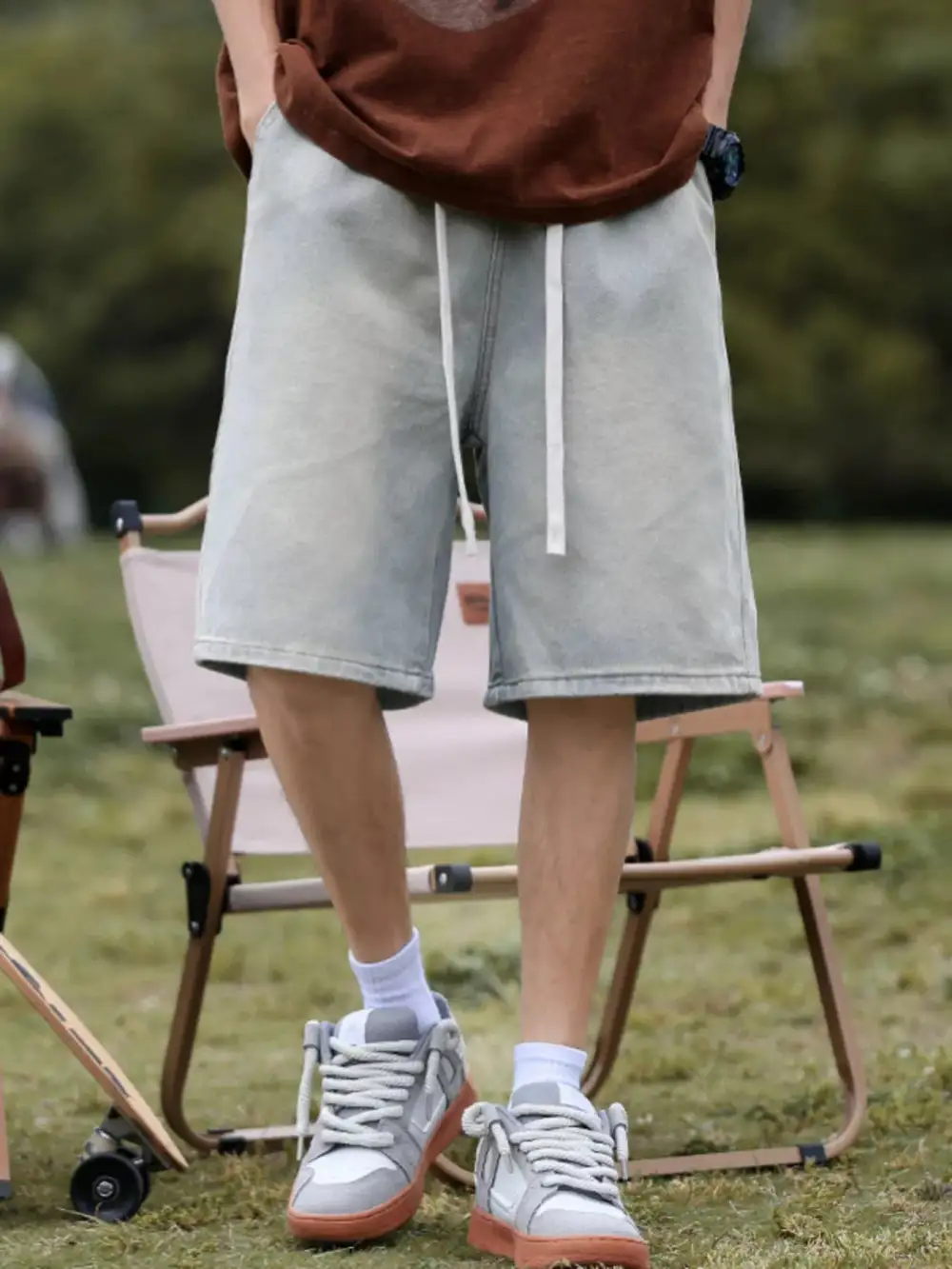 Men's Plus Size Loose Fit Denim Shorts with