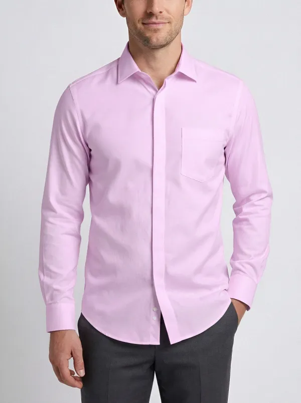 Men's Business Formal White Textured Long Sleeve Dress Shirt