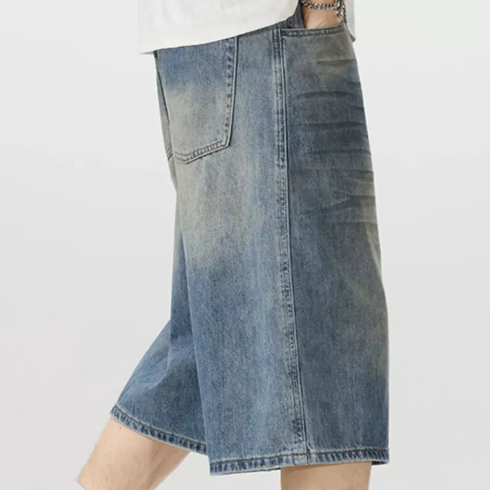 Wide Leg Vintage Inspired Washed Capri Jeans