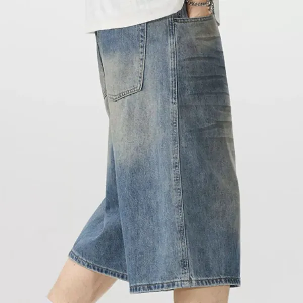 Wide Leg Vintage Inspired Washed Capri Jeans