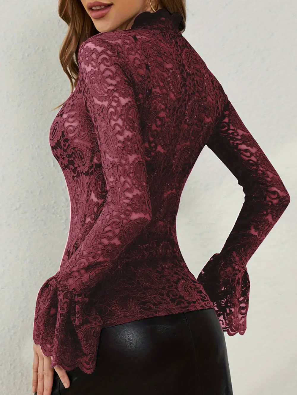 Paisley Lace Flare Sleeve Top