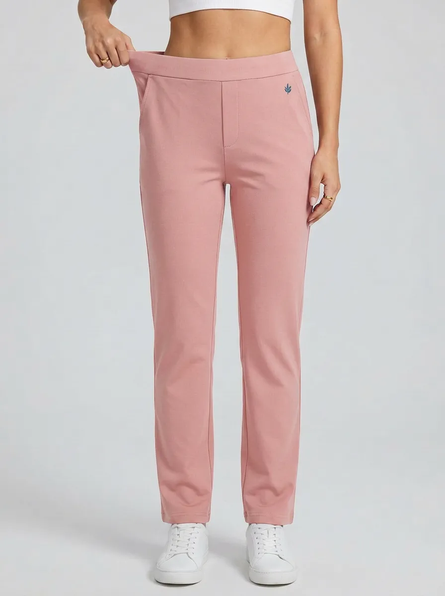 Women's Classic Everyday Leaf Logo Printed Mid Rise Straight Leg Pants