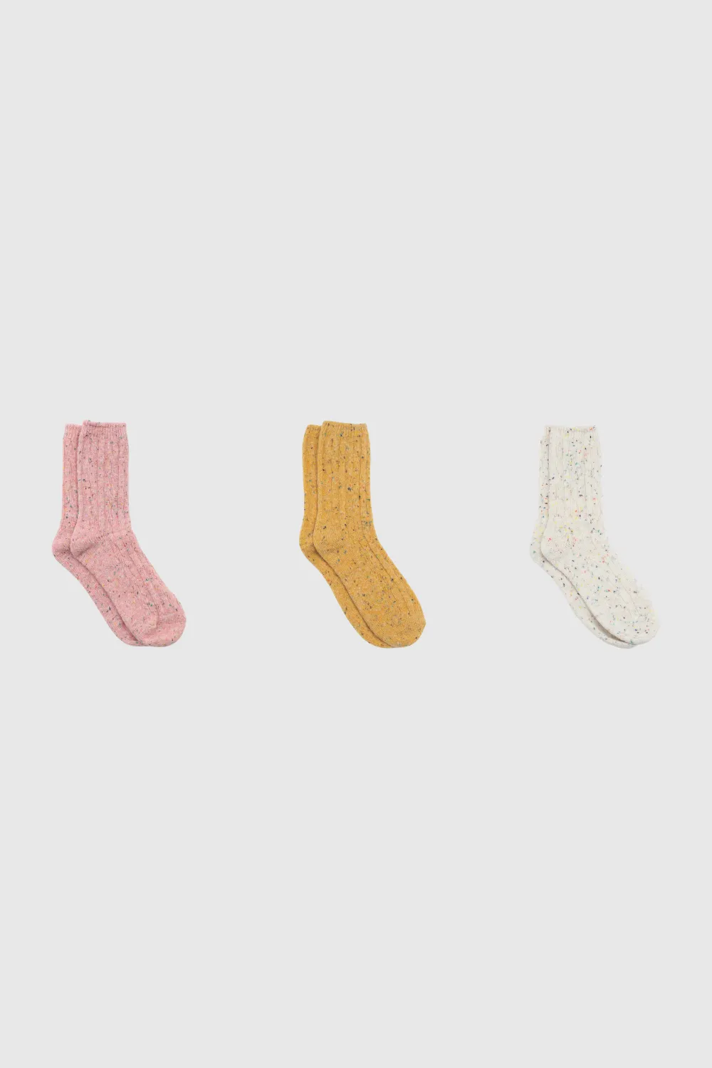 Light Rainbow Fleck Thick Socks - Three Pack