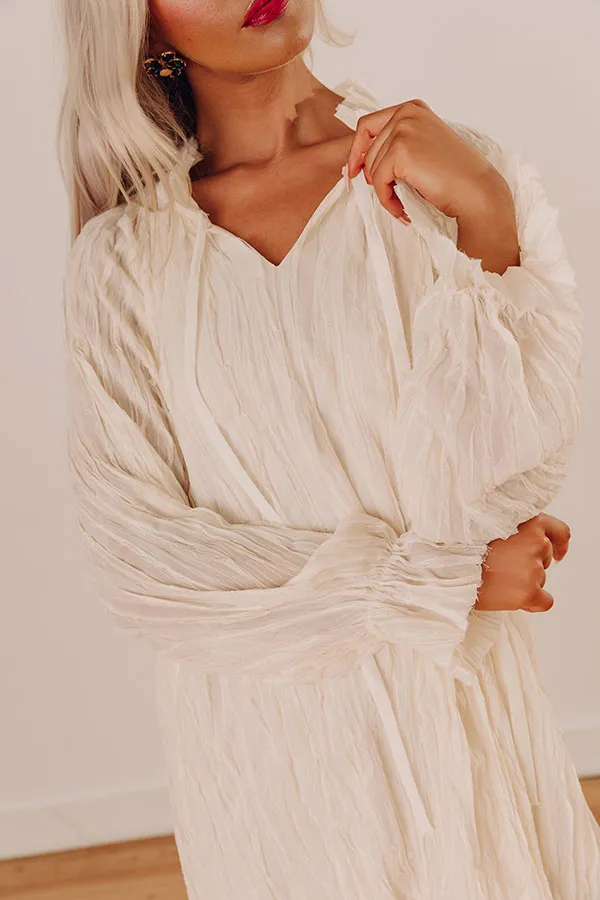 Ruffled V-Neck Long Sleeve Relaxed Mini Dress