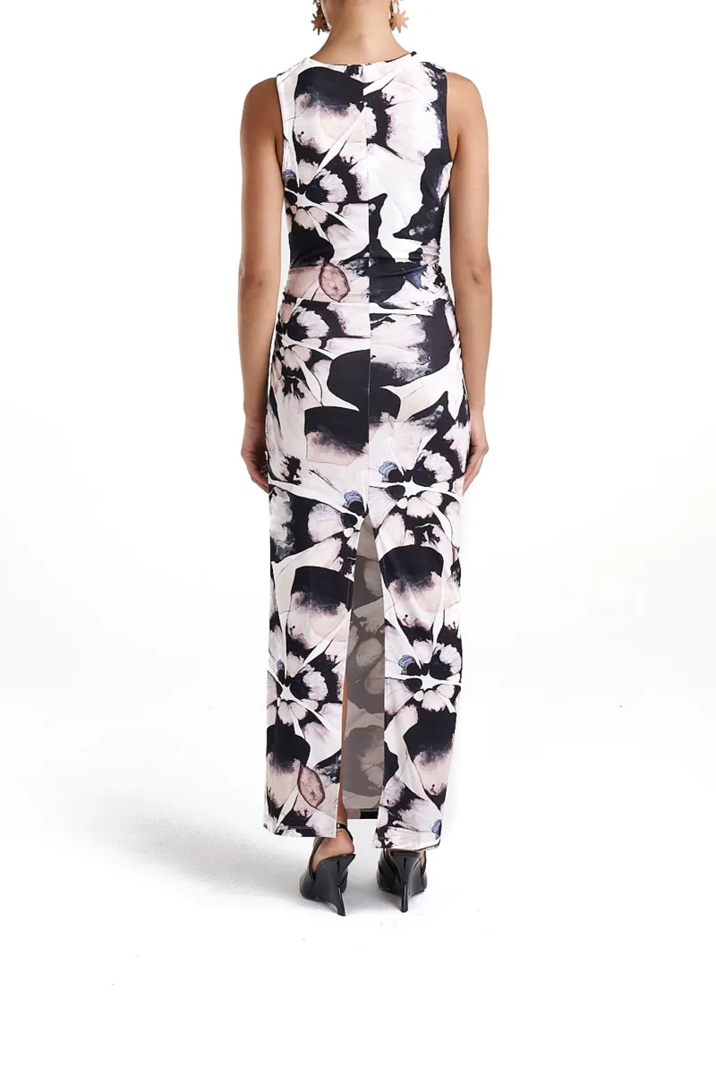 Black Round Neck Personalized Art Plant Flowers Dresses