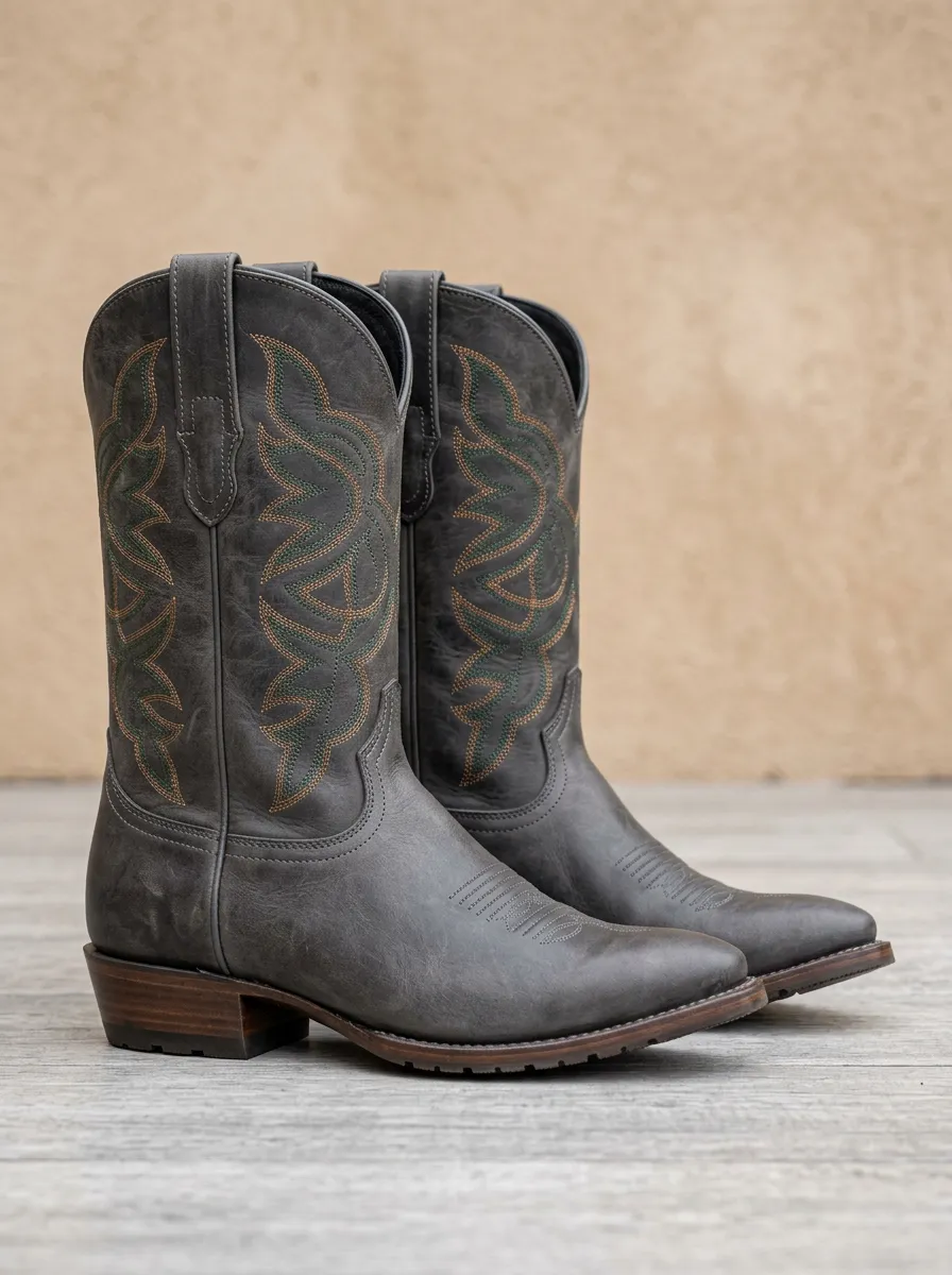 Men’s Western Style Embroidery Leather Boots