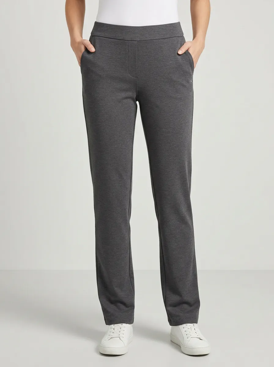 Women's Classic Flexible Stretch Mid Rise Straight Leg Pants