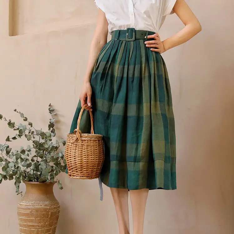 Smooth Relaxed Everyday Casual Plaid Skirt