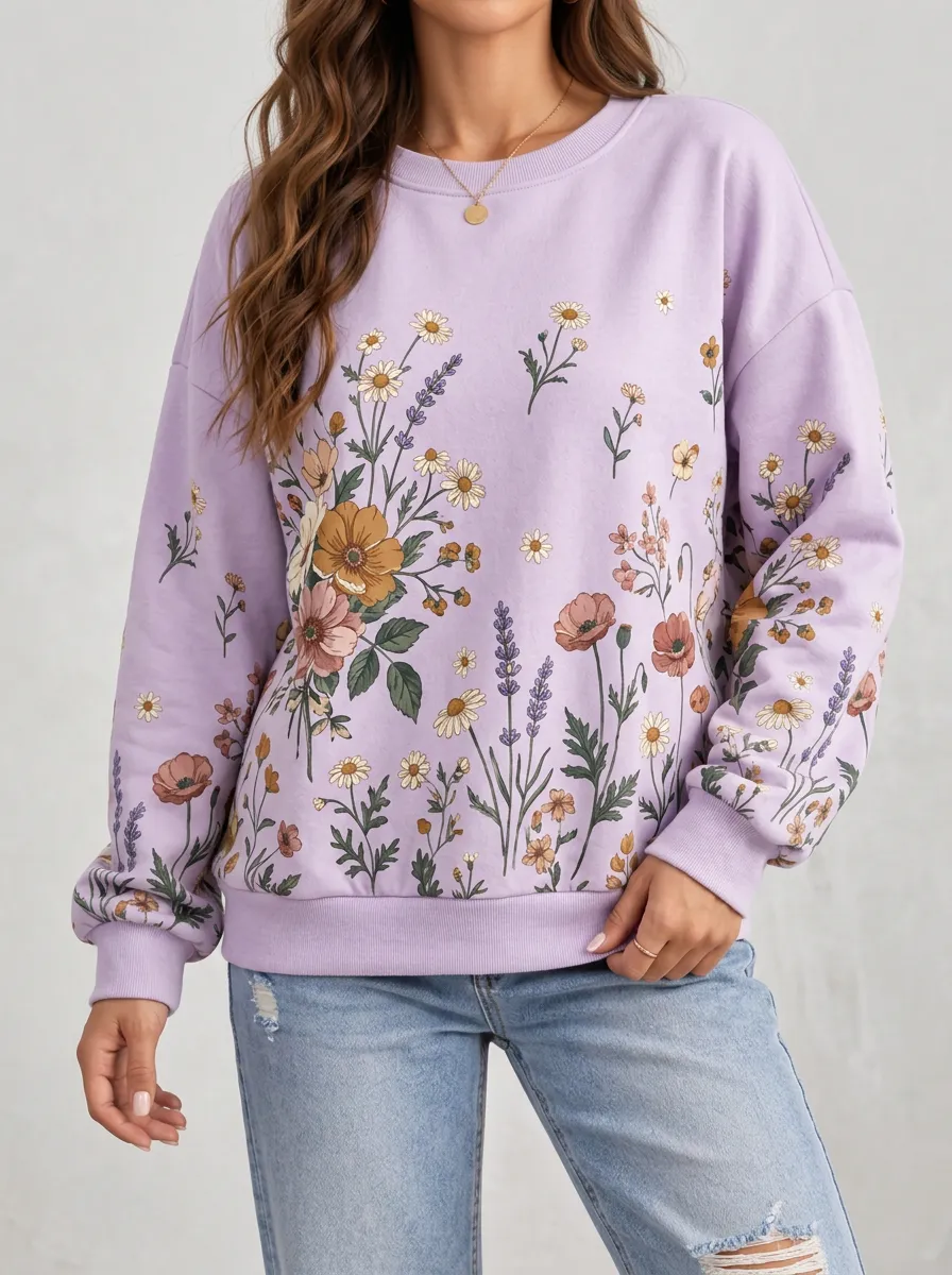 Women's Lavender Graphic Sweatshirt