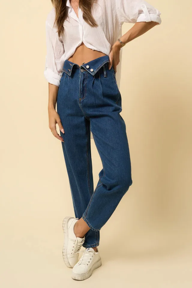 Women's Welt Pocket High Rise Relaxed Rigid Denim Jeans
