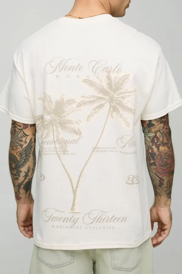Off White Oversized Tonal Palm Graphic T-Shirt
