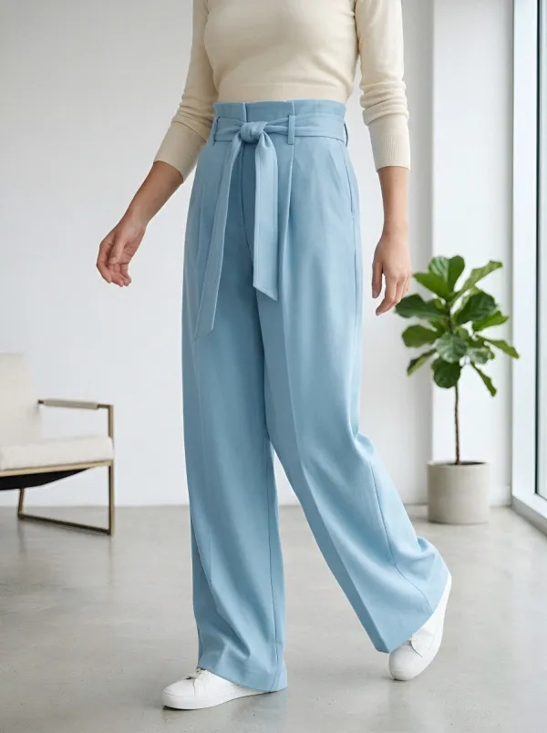 Classic High-Waist Pleated Women's Wide-Leg Trousers