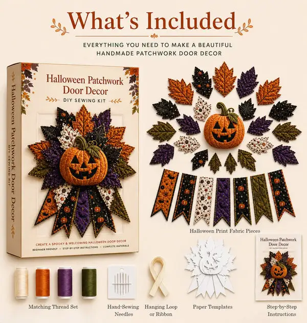 ✨🎃DIY Quilted Halloween Pumpkin Door Hanger Kit