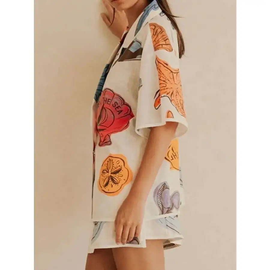 Relaxed Button Up Short Sleeve Shirt and Shorts Set