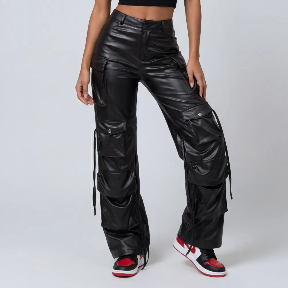 High-Waist Relaxed-Fit Wide-Leg Cargo Pants