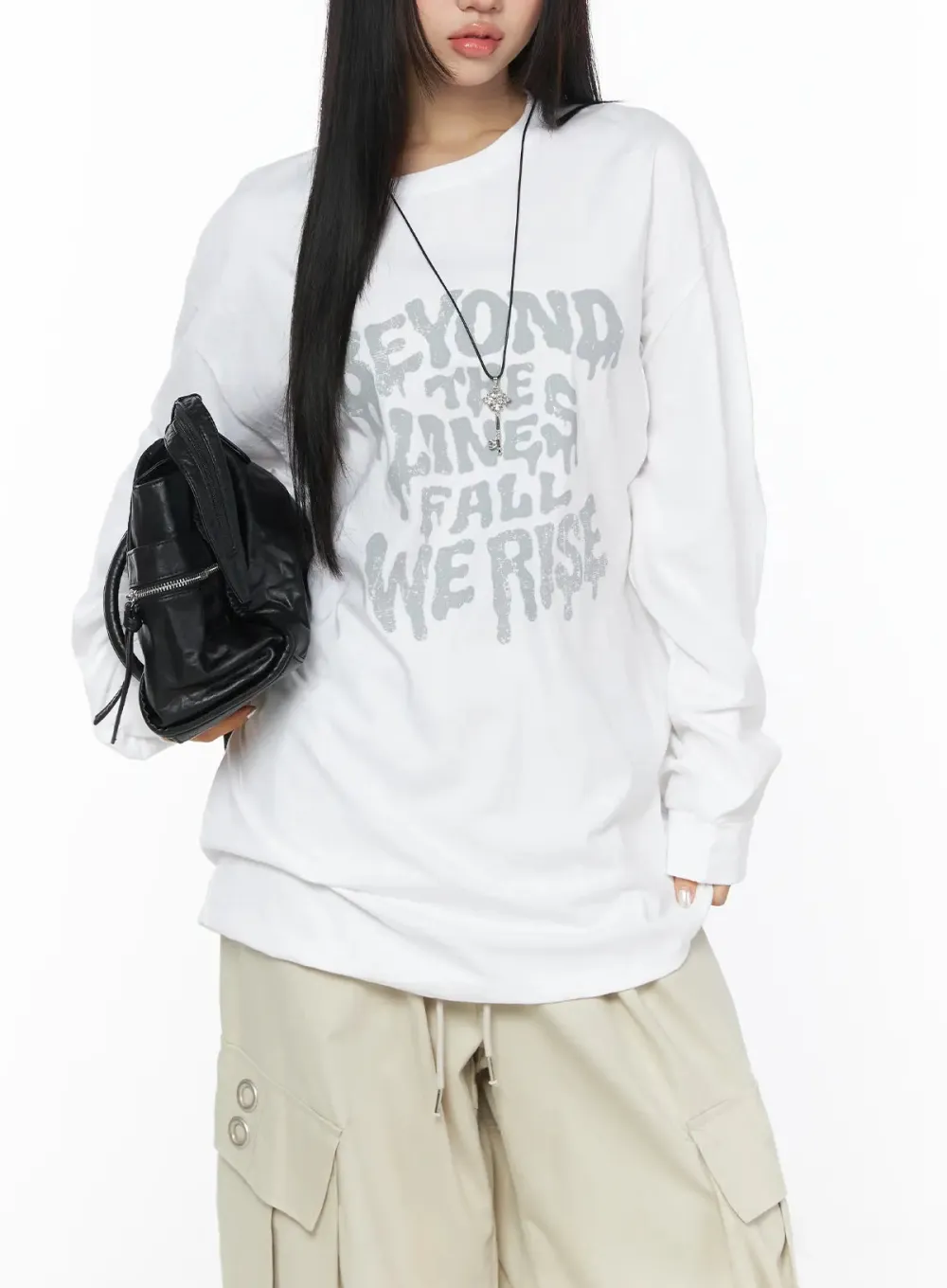 Typography Oversized Graphic Long Sleeve Tee