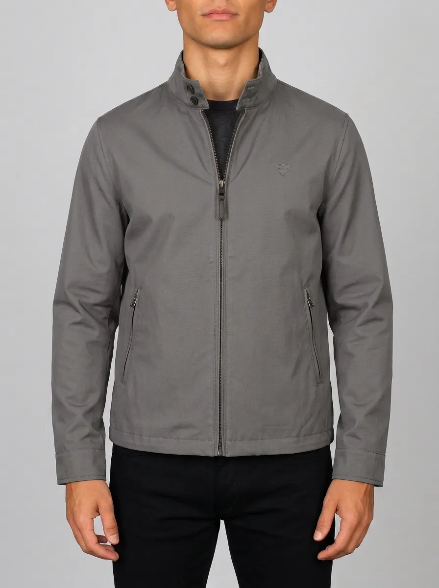 Men's Casual Outdoor Dark Green Stand Collar Zip-up Jacket
