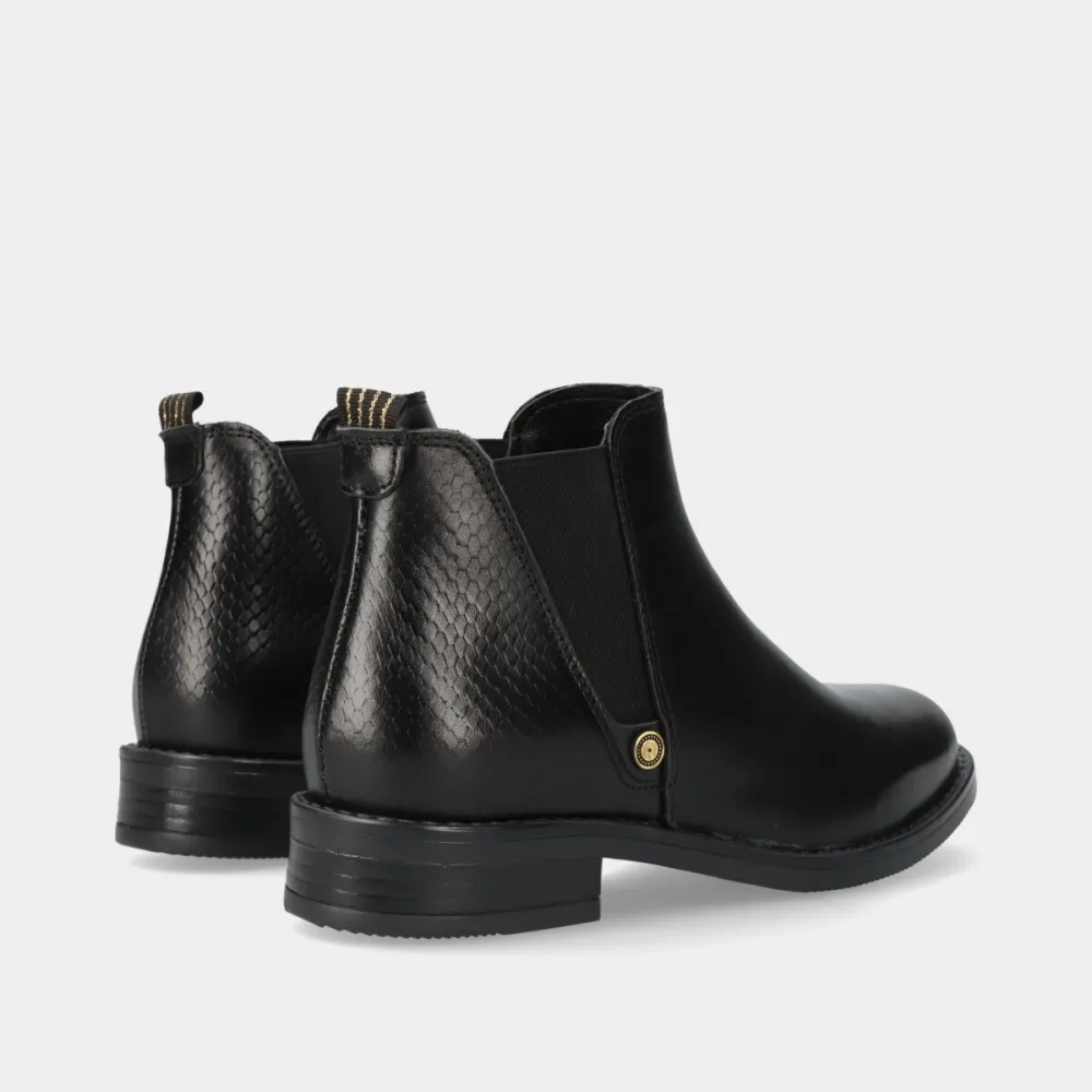Leather Comfort Elastic Metal Detail Ankle Boots