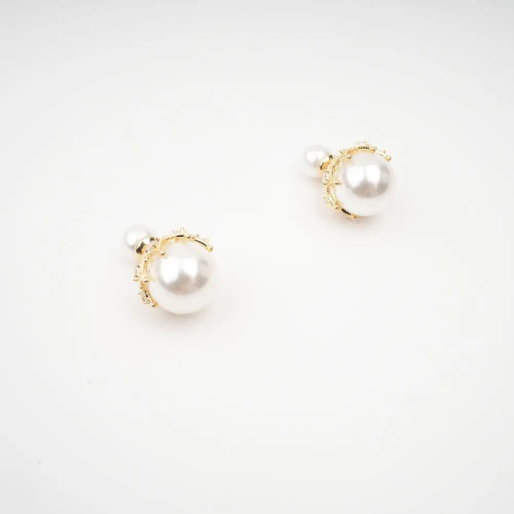 faux-pearl stud earrings