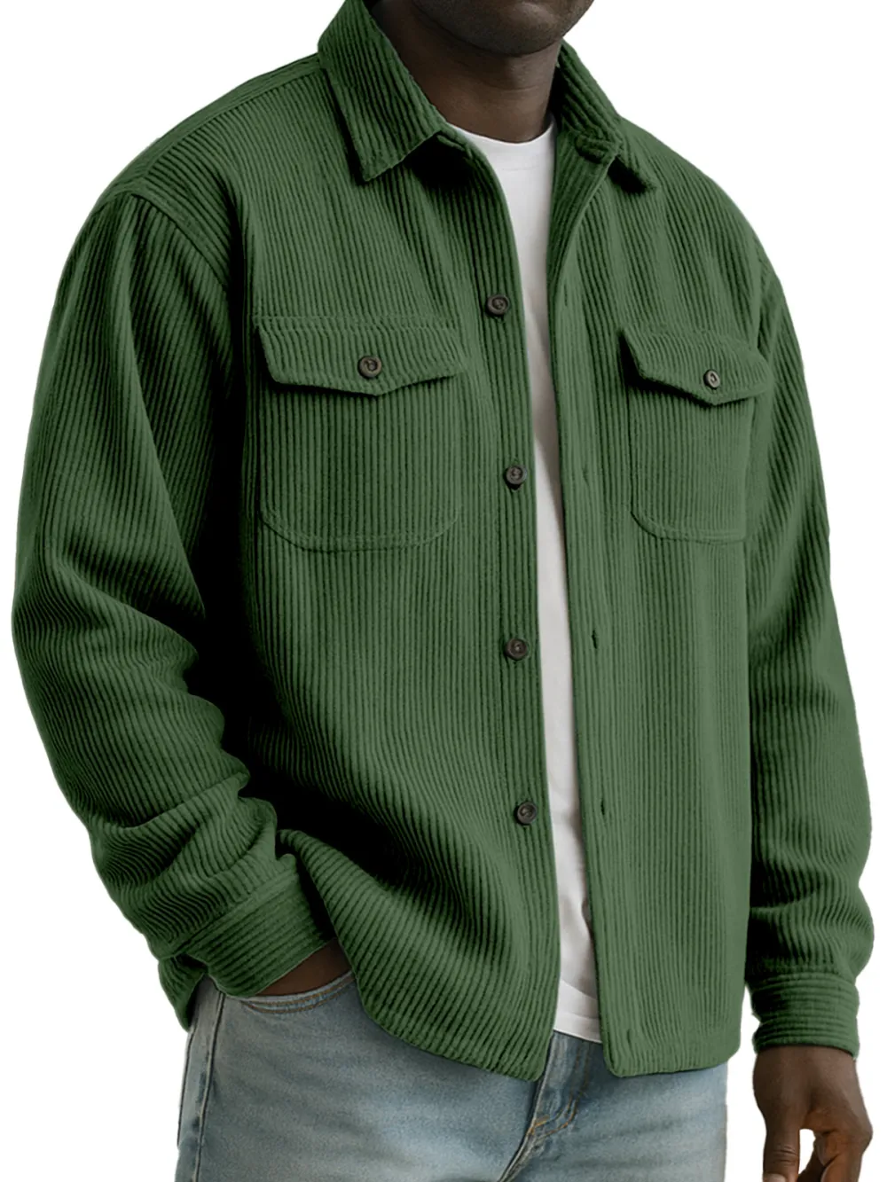 Corduroy Open Collar Jacket